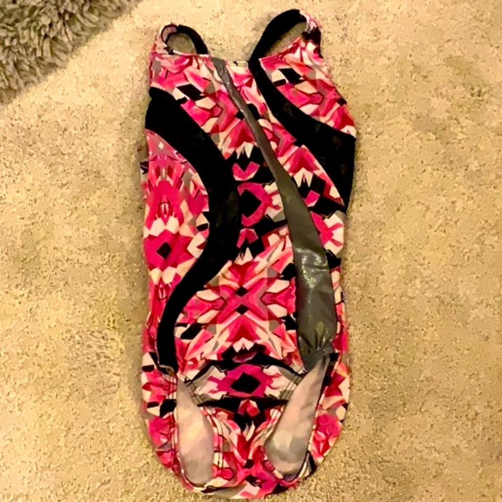 Patterned X-Backed Gymnastics Leotard